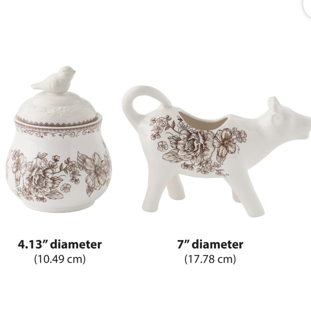 The Pioneer Woman Brown Agatha Stoneware Sugar Bowl and Creamer Set Brown - Picture 6 of 12